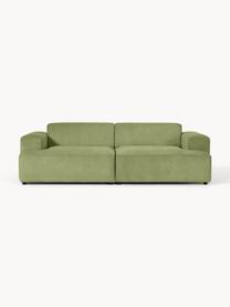 Sofa ze sztruksu Melva (3-osobowa), Tapicerka: sztruks (92% poliester, 8, Stelaż: lite drewno sosnowe, cert, Nogi: tworzywo sztuczne, Oliwkowozielony sztruks, S 238 x G 101 cm