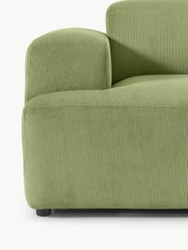 Sofa ze sztruksu Melva (3-osobowa), Tapicerka: sztruks (92% poliester, 8, Stelaż: lite drewno sosnowe, cert, Nogi: tworzywo sztuczne, Oliwkowozielony sztruks, S 238 x G 101 cm