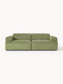 Cord-Sofa Melva (3-Sitzer), Bezug: Cord (92% Polyester, 8% P, Gestell: Massives Kiefernholz, Spa, Füße: Kunststoff Dieses Produkt, Cord Olivgrün, B 238 x T 101 cm