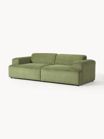 Cord-Sofa Melva (3-Sitzer), Bezug: Cord (92% Polyester, 8% P, Gestell: Massives Kiefernholz, Spa, Füße: Kunststoff Dieses Produkt, Cord Olivgrün, B 238 x T 101 cm