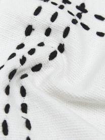 Geborduurde katoenen kussenhoes Finca met franjes, 100% katoen, Wit, zwart, B 50 x L 50 cm