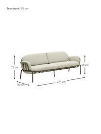 Ogrodowa sofa wypoczynkowa Joncols (3-osobowa), Tapicerka: 100% poliester Dzięki tka, Stelaż: aluminium malowane proszk, Jasnobeżowa tkanina, oliwkowy zielony, S 224 x G 80 cm