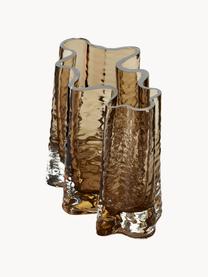 Jarrón de cristal soplado artesanalmente texturizado Gry, 19 cm, Vidrio soplado artesanalmente, Marrón semitransparente, An 24 x Al 19 cm