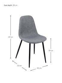 Čalúnená stolička Karla, 2 ks, Svetlosivá, čierna, Š 44 x H 53 cm