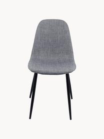 Gestoffeerde stoelen Karla, 2 stuks, Bekleding: 100% polyester, Poten: metaal, Geweven stof lichtgrijs, zwart, B 44 x D 53 cm