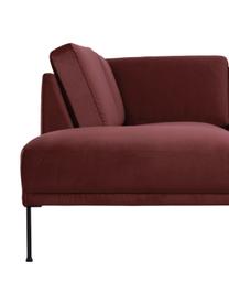 Sofa narożna z aksamitu z metalowymi nogami Fluente, Tapicerka: aksamit (wysokiej jakości, Nogi: metal malowany proszkowo, Aksamitny rdzawoczerwony, S 221 x G 200 cm