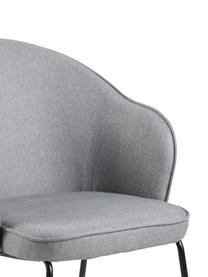 Chaise design Mitzie, Tissu gris clair, pieds noir