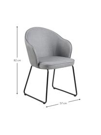 Chaise design Mitzie, Tissu gris clair, pieds noir