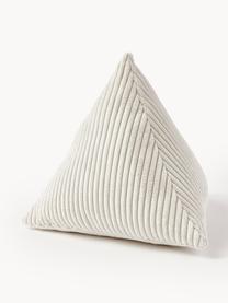 Coussin triangulaire en velours côtelé Kylen, Blanc cassé, larg. 40 x long. 40 cm