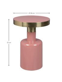 Geglazuurde bijzettafel Glam in roze, Tafelblad: geëmailleerd metaal, Frame: gepoedercoat metaal, Roze, Ø 36 x H 51 cm