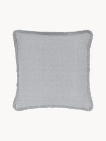 Oboustranný povlak na polštář s třásněmi Loran, 100 % bavlna, Světle šedá, krémově bílá, Š 40 cm, D 40 cm