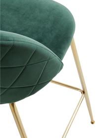Krzesło barowe z aksamitu Ivonne, Tapicerka: aksamit poliestrowy, Stelaż: metal lakierowany, Ciemny zielony, odcienie złotego, S 53 x W 108 cm