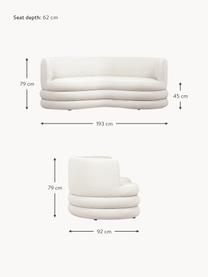 Canapé design 3 places Solomon, Tissu blanc crème, larg. 193 x prof. 92 cm