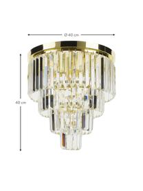 Kristall-Deckenleuchte Gracja, Lampenschirm: Glas, Transparent, Goldfarben, Ø 40 x H 40 cm