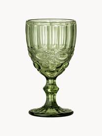 Verres à vin Florie, 4 pièces, Verre, Vert, Ø 9 x haut. 17 cm, 240 ml