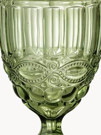 Copas de vino Florie, 4 uds., Vidrio, Verde, Ø 9 x Al 17 cm, 240 ml