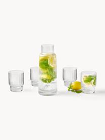 Carafe à eau artisanale en verre strié Minna, 1,1 L, Verre, soufflé bouche, Transparent, 1,1 L