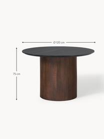 Ronde marmeren eettafel Abby, Ø 120 cm, Tafelblad: marmer, MDF, Zwart, gemarmerd, Ø 120 cm