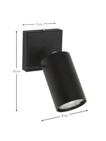 Foco / Aplique Etna, Pantalla: acero pintado, Fijación: acero pintado, Negro, An 8 x F 15 cm