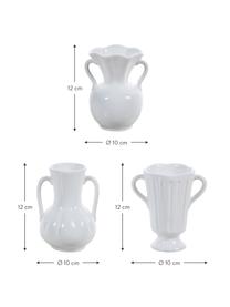 Komplet wazonów z ceramiki Mico, 3 elem., Ceramika, Biały, S 10 x W 12 cm