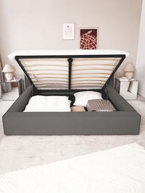 Cama tapizada Lennon, con espacio de almacenamiento, Tapizado: 100% poliéster Alta resis, Estructura: madera de pino maciza, ma, Patas: madera, plástico Este pro, Tejido gris antracita, An 248 x L 243 cm (colchón 180 x 200 cm)