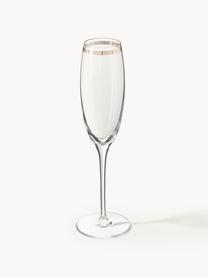 Flute da champagne in cristallo con decoro oro Dvorak 6 pz, Trasparente, oro, Ø 7 x Alt. 25 cm