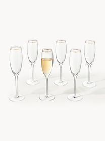 Flute da champagne in cristallo con decoro oro Dvorak 6 pz, Trasparente, oro, Ø 7 x Alt. 25 cm