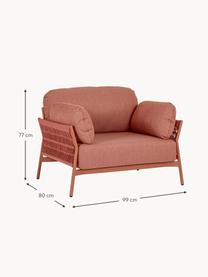 Fotel ogrodowy Sierra, Tapicerka: 100% polipropylen, Stelaż: aluminium malowane proszk, Tkanina w odcieniu terakoty, S 99 x G 80 cm