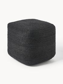 Pouf en jute artisanal Bono, Anthracite, larg. 45 x haut. 45 cm