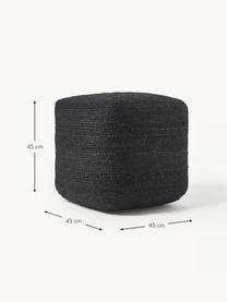 Pouf en jute artisanal Bono, Anthracite, larg. 45 x haut. 45 cm