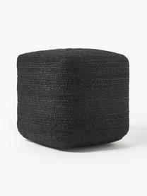 Pouf en jute artisanal Bono, Anthracite, larg. 45 x haut. 45 cm