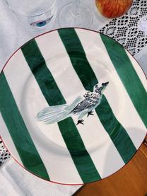 Assiette plate peinte à la main Love Bird, Céramique, Blanc cassé, vert foncé, multicolore, Ø 29 cm