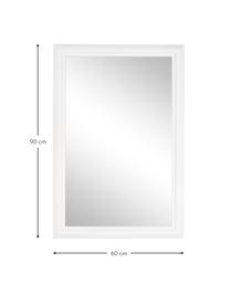 Eckiger Wandspiegel Sanzio mit weißem Paulowniaholzrahmen, Rahmen: Paulowniaholz, beschichte, Spiegelfläche: Spiegelglas, Weiß, B 60 x H 90 cm