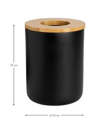 Papelera con tapadera de bambú Ronni, Negro, marrón, 7,5 L