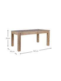 Tavolo in legno Kaily, Legno di olmo riciclato con finitura antica, Beige, Larg. 160 x Prof. 90 cm