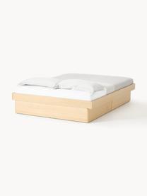 Łóżko z drewna z miejscem do przechowywania Sato, Stelaż: płyta wiórowa z fornirem , Nogi: metal, tworzywo sztuczne , Drewno dębowe, S 140 x D 200 cm