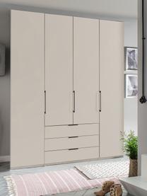 Drehtürenschrank Monaco, 4-türig, Korpus: Holzwerkstoff, foliert, Griffe: Metall, beschichtet, Beige, B 197 x H 216 cm