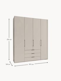 Drehtürenschrank Monaco, 4-türig, Korpus: Holzwerkstoff, foliert, Griffe: Metall, beschichtet, Beige, B 197 x H 216 cm