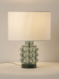 Malá stolní lampa se skleněnou podstavou Olyve, Bílá, šalvějově zelená, Ø 23 cm, V 31 cm