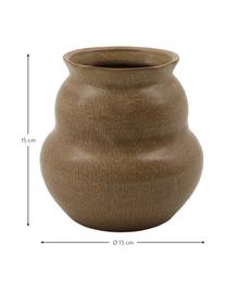 Kleine handgefertigte Steingut-Vase Juno in Braun, Steingut, Braun, Ø 15 x H 15 cm