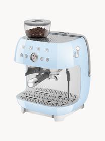 Kaffeemaschine 50's Style mit Siebträger, Aluminium-Druckguss, Edelstahl, Kunststoff, Hellblau, B 45 x H 50 cm