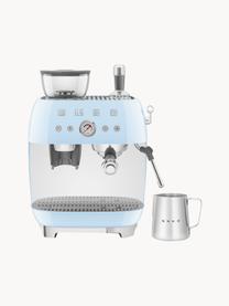 Kaffeemaschine 50's Style mit Siebträger, Aluminium-Druckguss, Edelstahl, Kunststoff, Hellblau, B 45 x H 50 cm