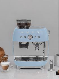 Kaffeemaschine 50's Style mit Siebträger, Aluminium-Druckguss, Edelstahl, Kunststoff, Hellblau, B 45 x H 50 cm