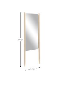 Hoekspiegel Natane met een licht houten frame, Lijst: berkenhout, MDF, Lichtbruin, B 54 cm x H 160 cm