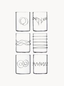 Set de vasos artesanales Deco' Clear, 6 uds., Vidrio de borosilicato, Transparente, Ø 7 x Al 9 cm, 300 ml