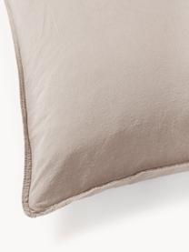 Taie d'oreiller en percale de coton Debbie, Taupe, larg. 50 x long. 70 cm