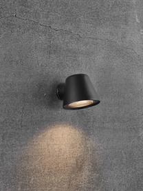 Outdoor wandlamp Aleria, Lampenkap: gecoat metaal, Diffuser: glas, Zwart, B 12 x H 11 cm