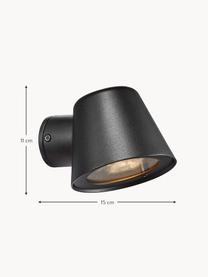 Outdoor wandlamp Aleria, Lampenkap: gecoat metaal, Diffuser: glas, Zwart, B 12 x H 11 cm