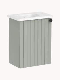 Lavabo con mobiletto Emil, larg. 45 cm, sinistra, Manico: alluminio rivestito, Verde salvia, Larg. 45 x Alt. 58 cm