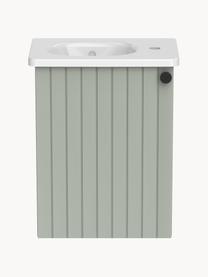 Lavabo con mobiletto Emil, larg. 45 cm, sinistra, Manico: alluminio rivestito, Verde salvia, Larg. 45 x Alt. 58 cm